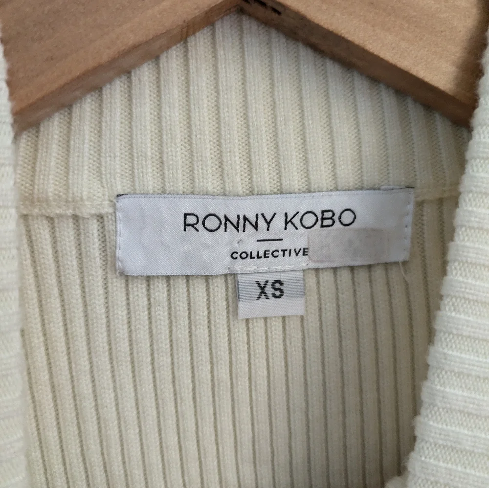 Ronny Kobo Cream Mock Neck Sweater Midi Dress Size XS